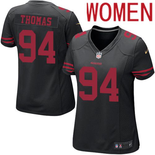 Women San Francisco 49ers 94 Solomon Thomas Nike Black Game Player NFL Jersey